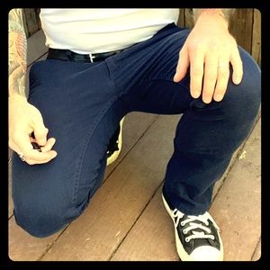 Navy Cotton Brixton Plain Front Chinos